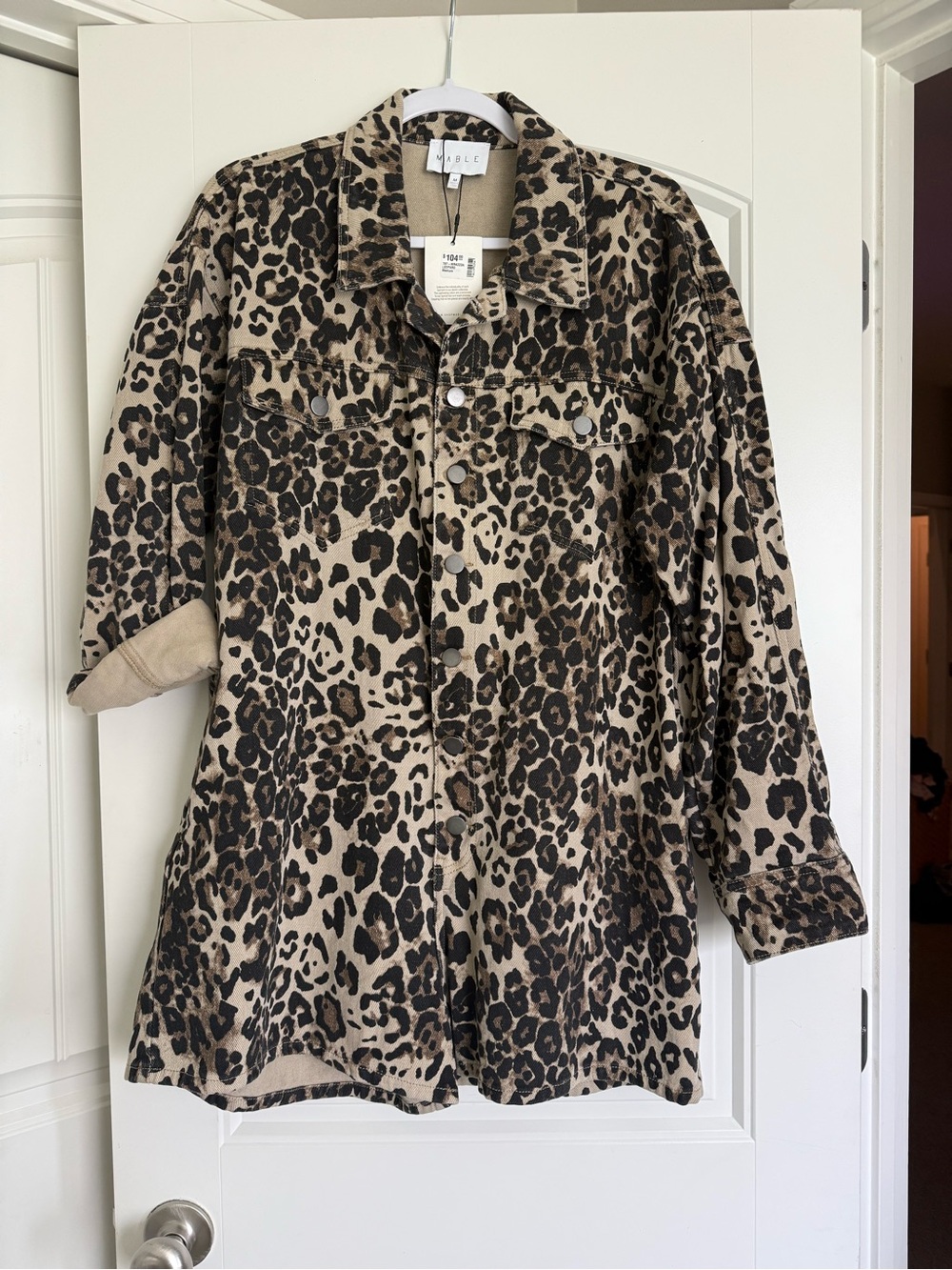 MARBLE Leopard-Print Denim Romper - Beige/Black